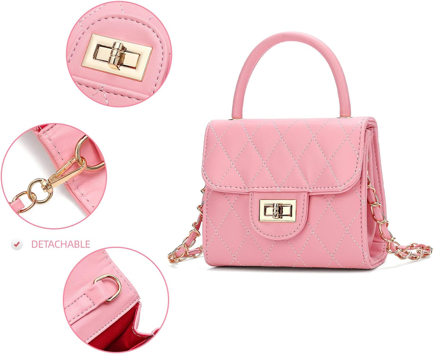 Girls Purse Bag Cute Toddler Crossbody Handbag for Kids (Pink)